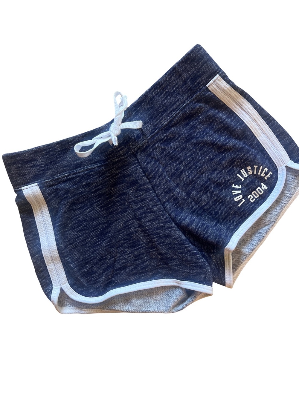 Justice Navy Heather Athletic Shorts with White Trim